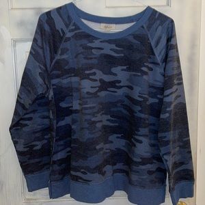 Style & Co blue camo crew neck sweatshirt